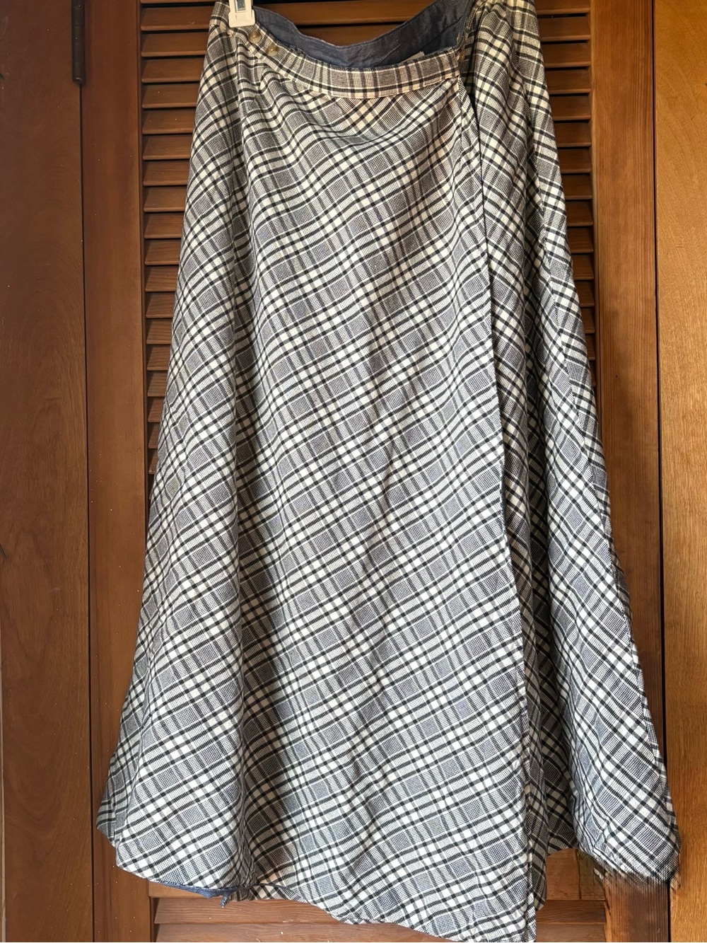 Vintage Ellen Orton Plaid A-Line Maxi Wrap Skirt with Blue Liner